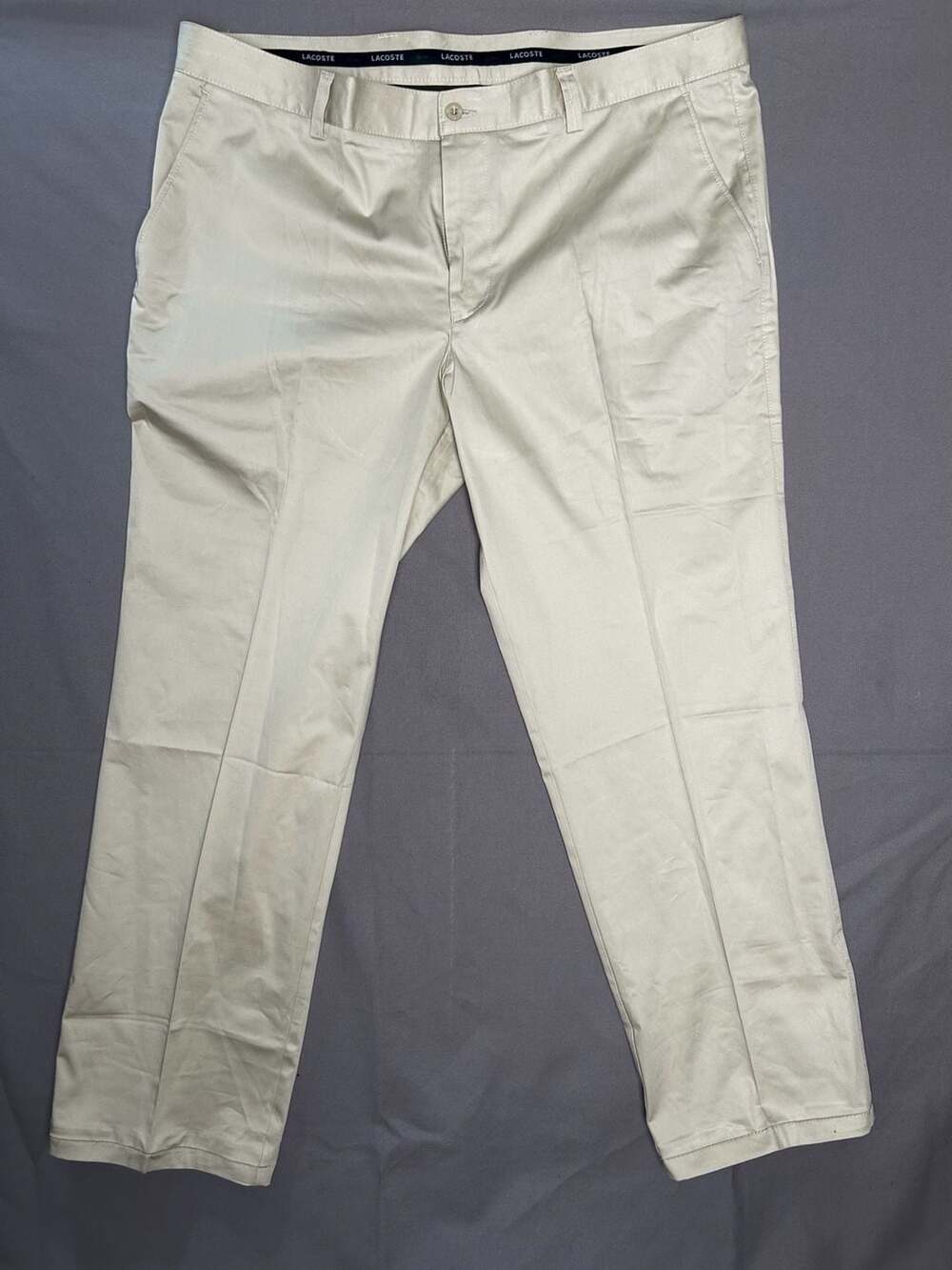 Authentic Lacoste Men’s Slim Fit Stretch Cotton Chino Pants Beige Size 54 EU (XL